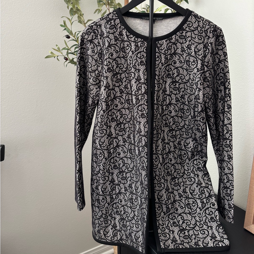 Preston & York Black And White Knit Cardigan